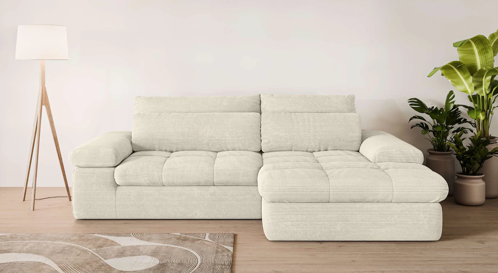 Home affaire Ecksofa "ALVERIE mit Recamiere, moderne Steppung, Maße: B/T/H günstig online kaufen
