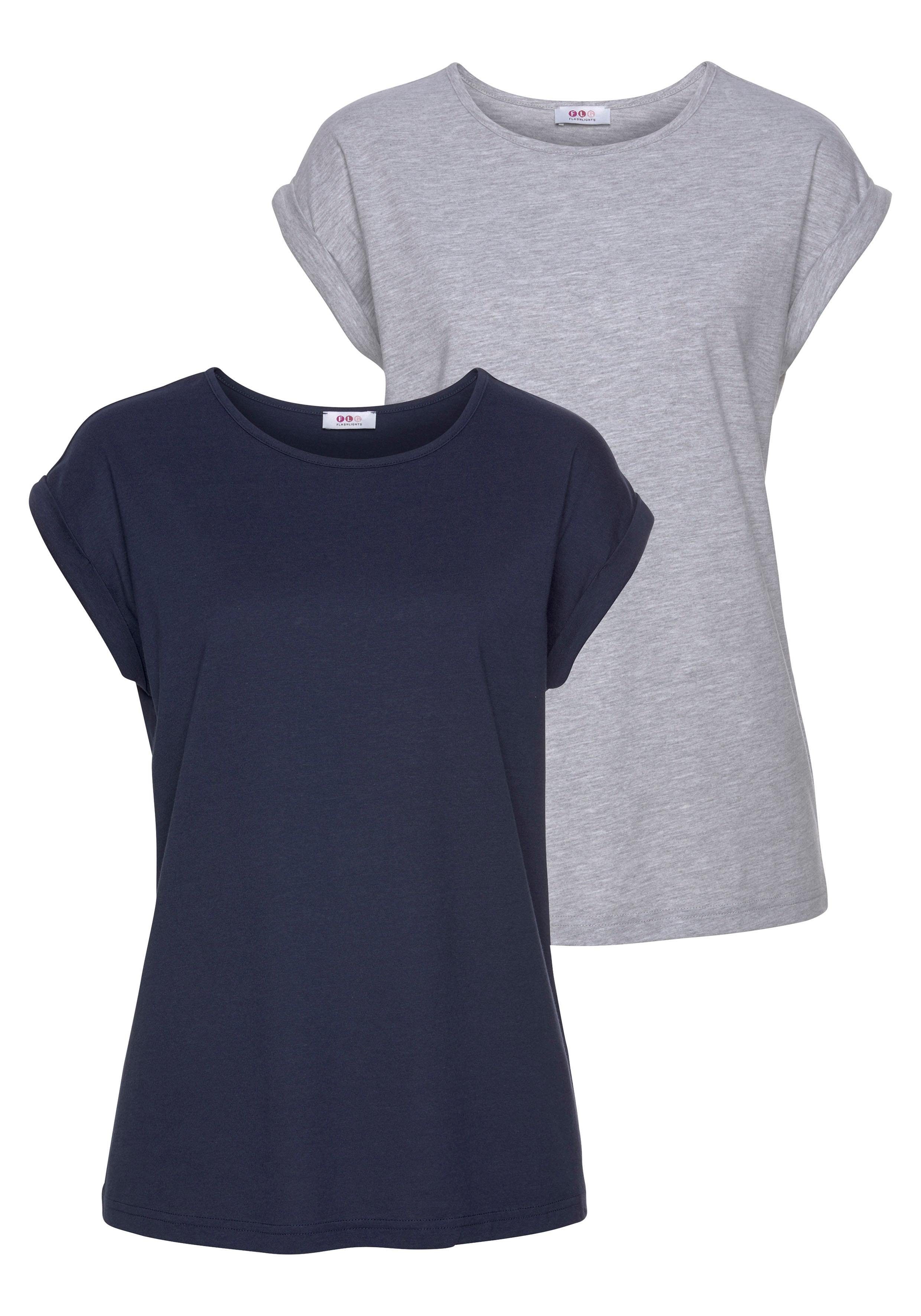 Flashlights T-Shirt (2er-Pack) mit überschnittenen Schultern & kleinem Ärme günstig online kaufen