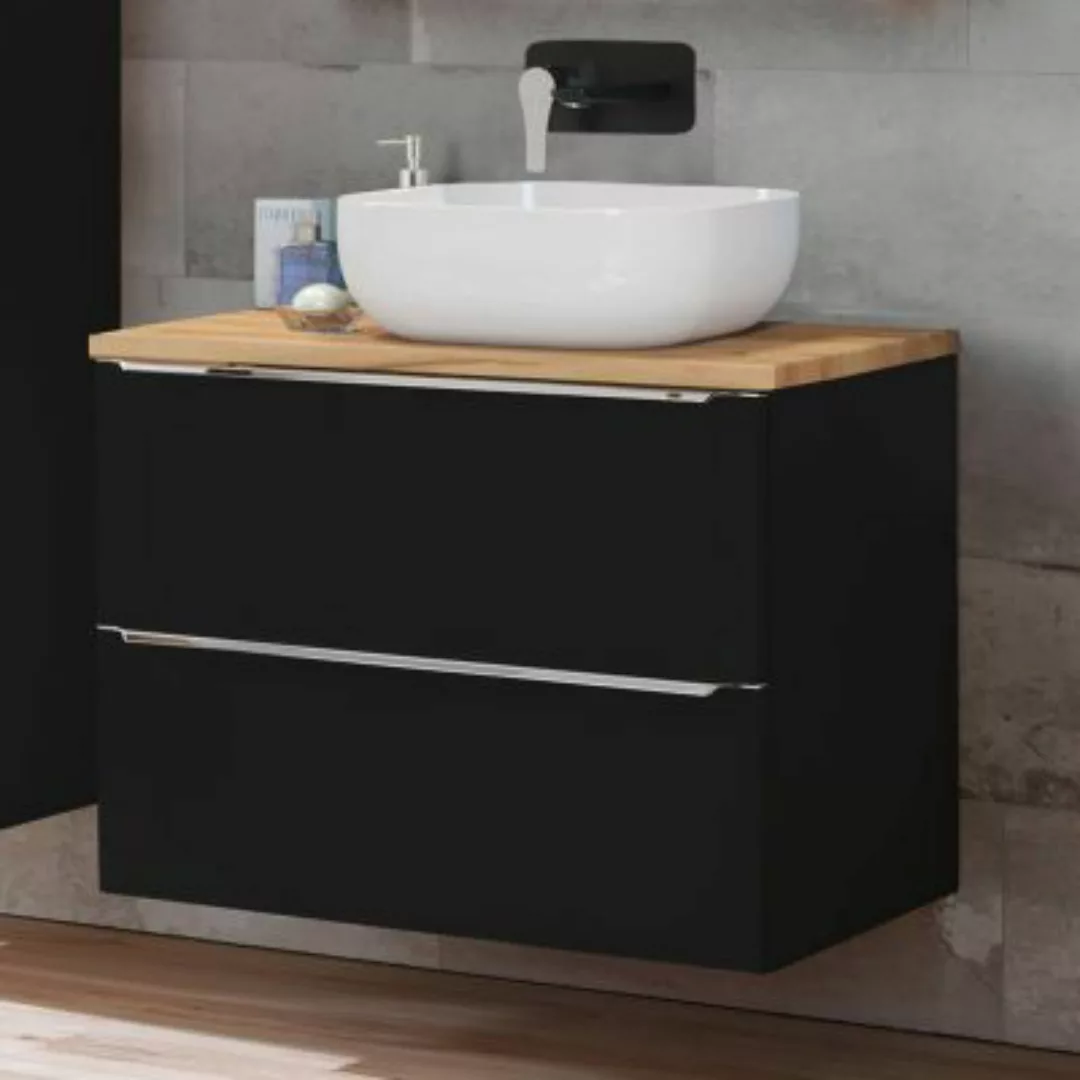 Lomadox Badezimmer Waschtisch Set mit Keramik-Aufsatzwaschbecken TOSKANA-BL günstig online kaufen