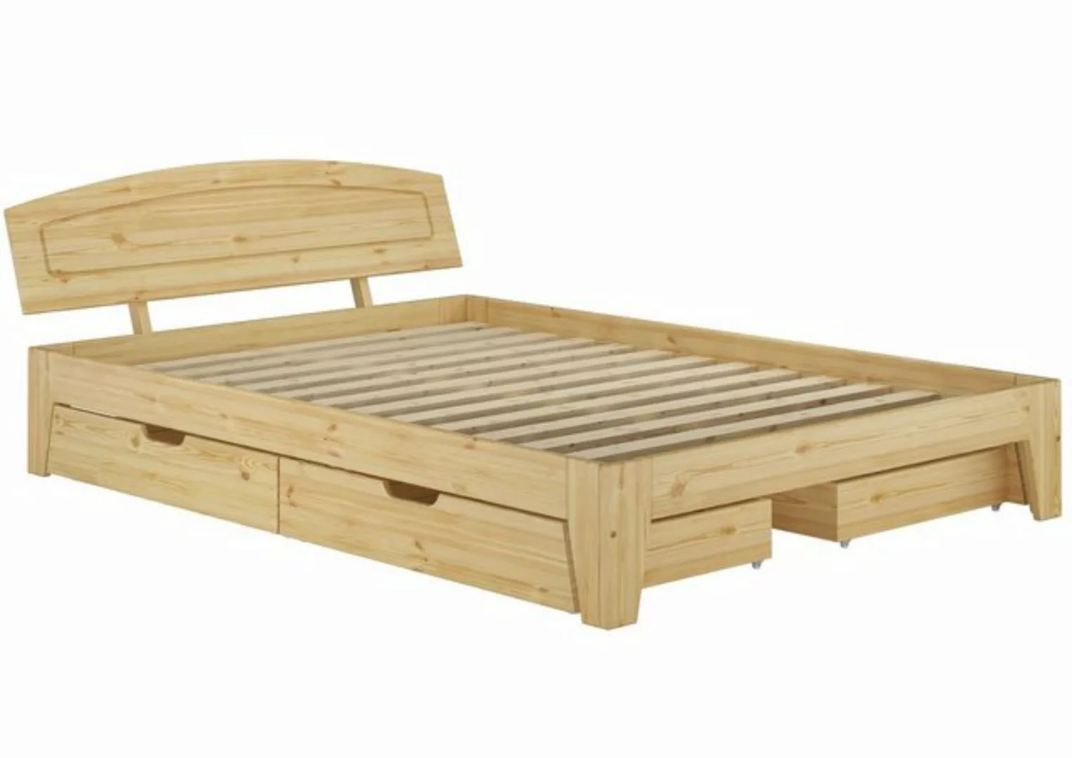 ERST-HOLZ Bett Doppelbett Echtholzbett 140x200 Kiefer massiv natur Zubehör günstig online kaufen