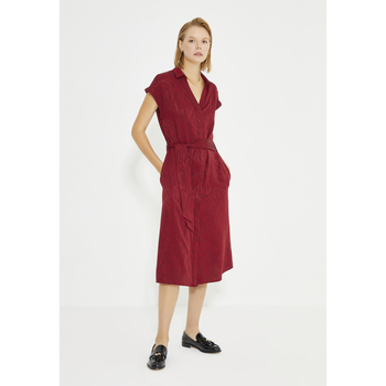 Just Like You  Kurze Kleider Burgundy Jacquard Belted Waist Shirt Dress günstig online kaufen