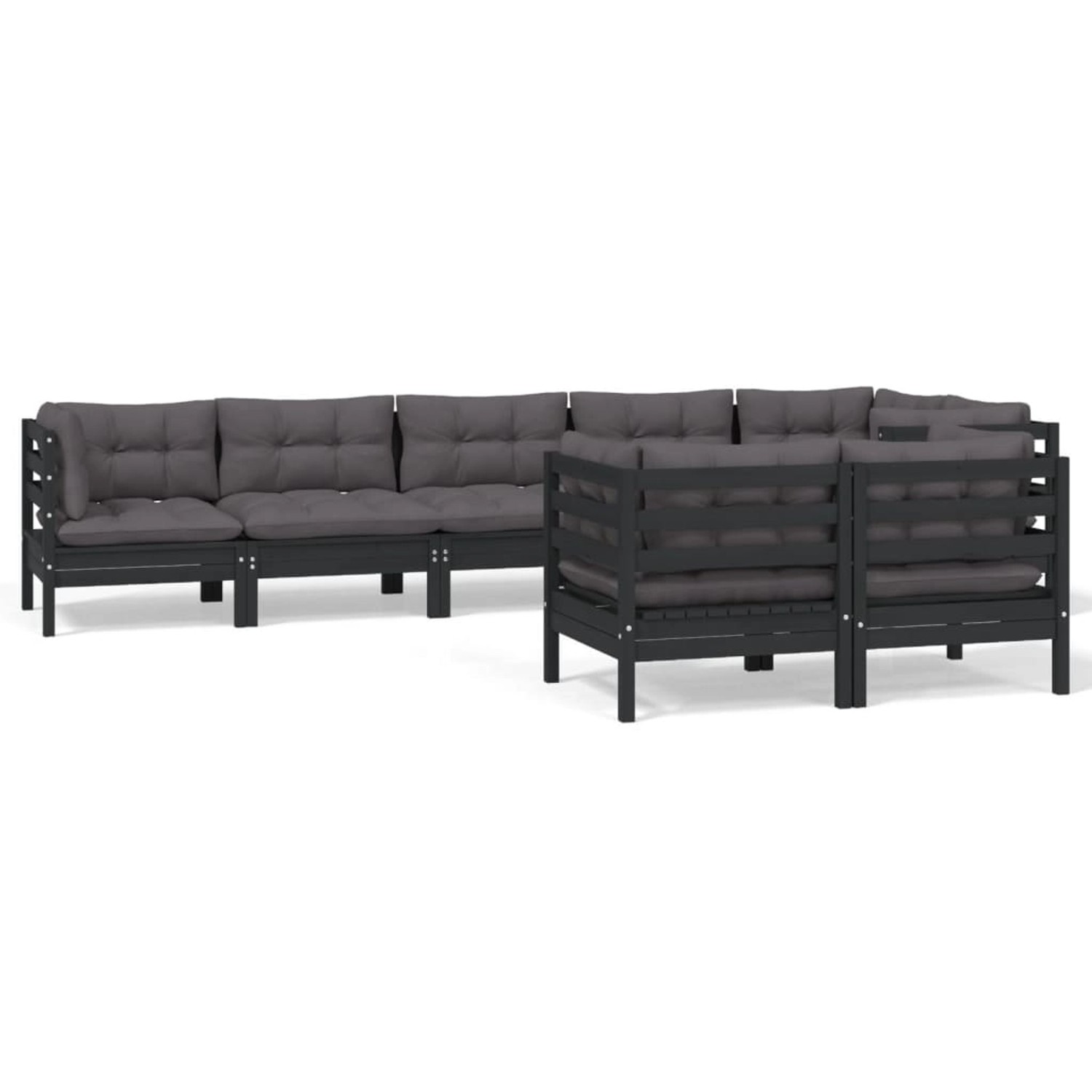 vidaXL 8-tlg Garten-Lounge-Set mit Kissen Schwarz Massivholz Kiefer Modell günstig online kaufen