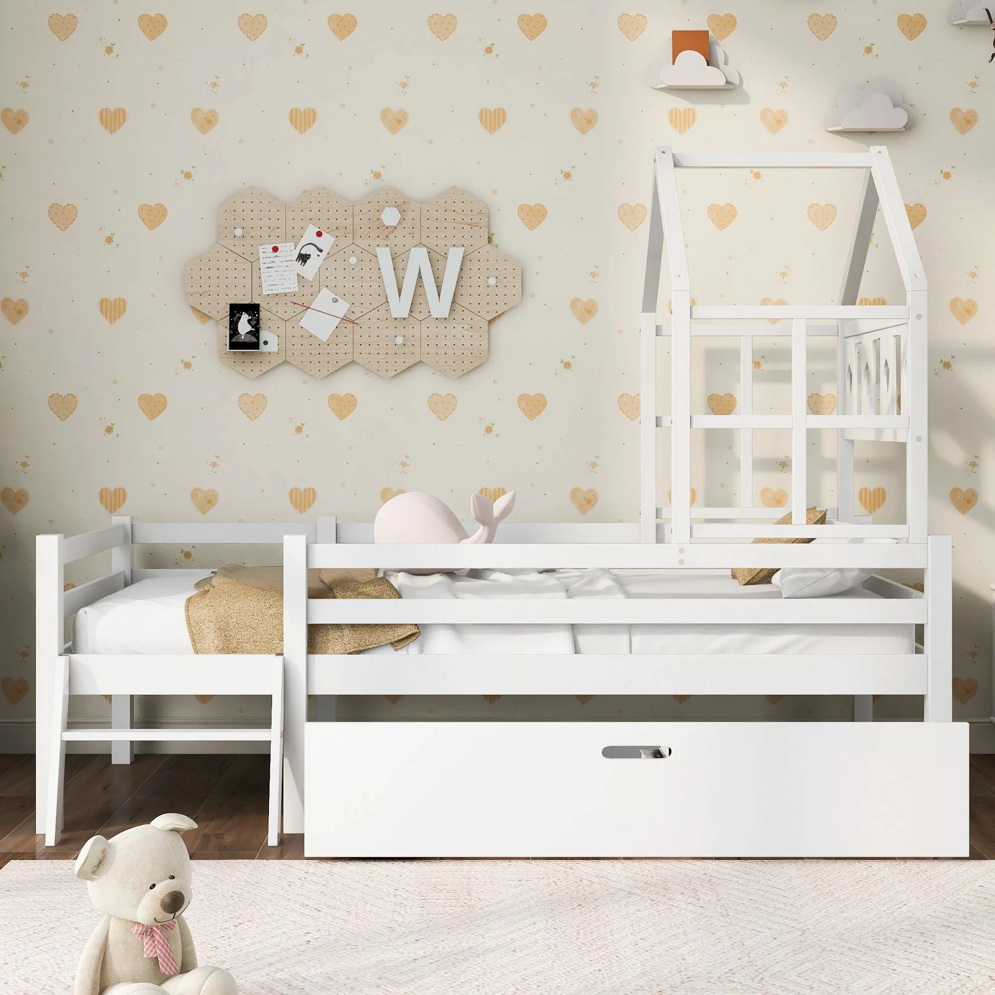 BlingBin Kinderbett Hausbett Hochbett mit Schubladen günstig online kaufen