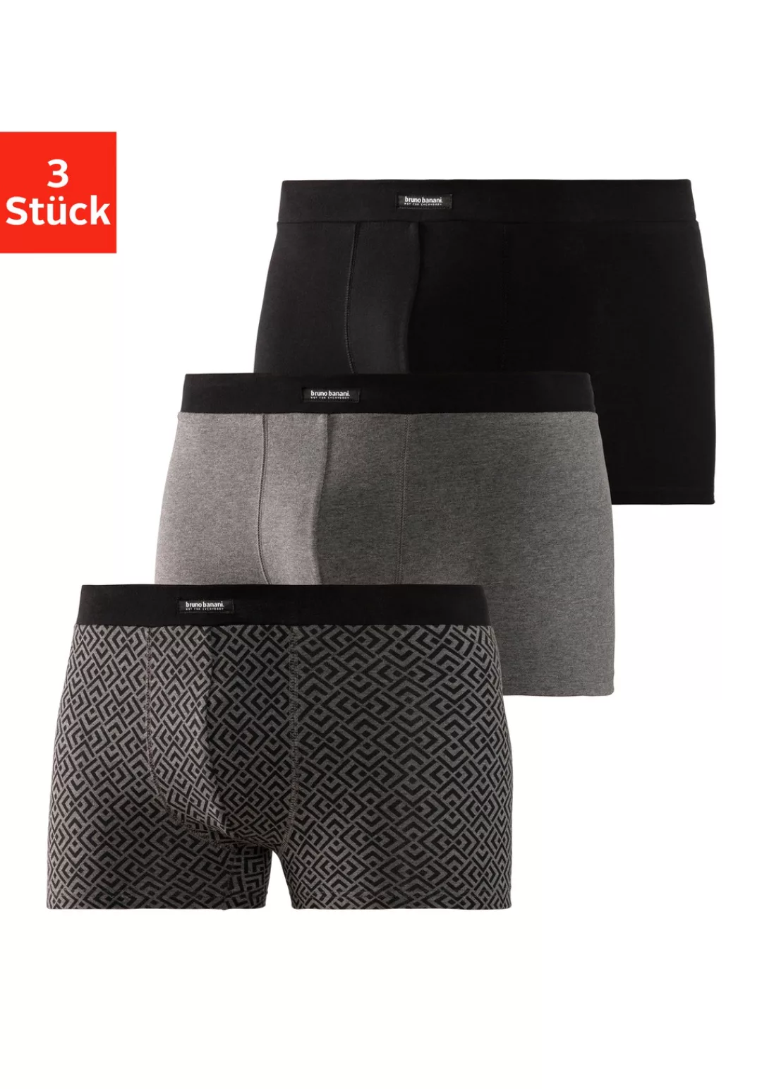 Bruno Banani Boxer, (Packung, 3 St.), 1x mit modischem Druck günstig online kaufen