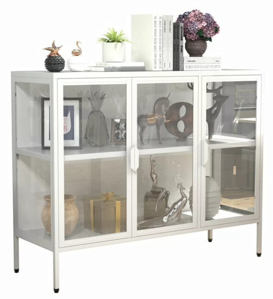 VCM Standvitrine Stahl Glas Vitrine Sideboard Kommode Floka L günstig online kaufen