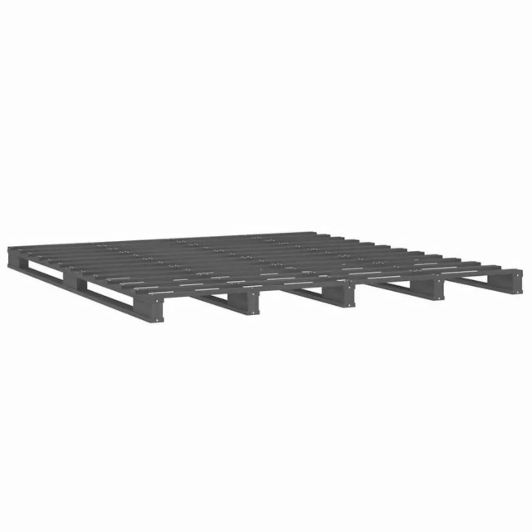 vidaXL Bettgestell Massivholzbett Grau 140x190 cm Kiefer Bett Bettrahmen Be günstig online kaufen