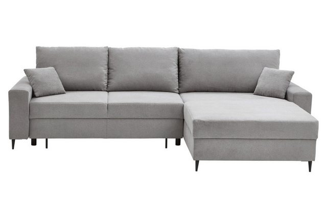 Iwaniccy Ecksofa JUSTUS, Ausziehbar, B 280 x T 170 cm, Hellgrau, Webstoff, günstig online kaufen