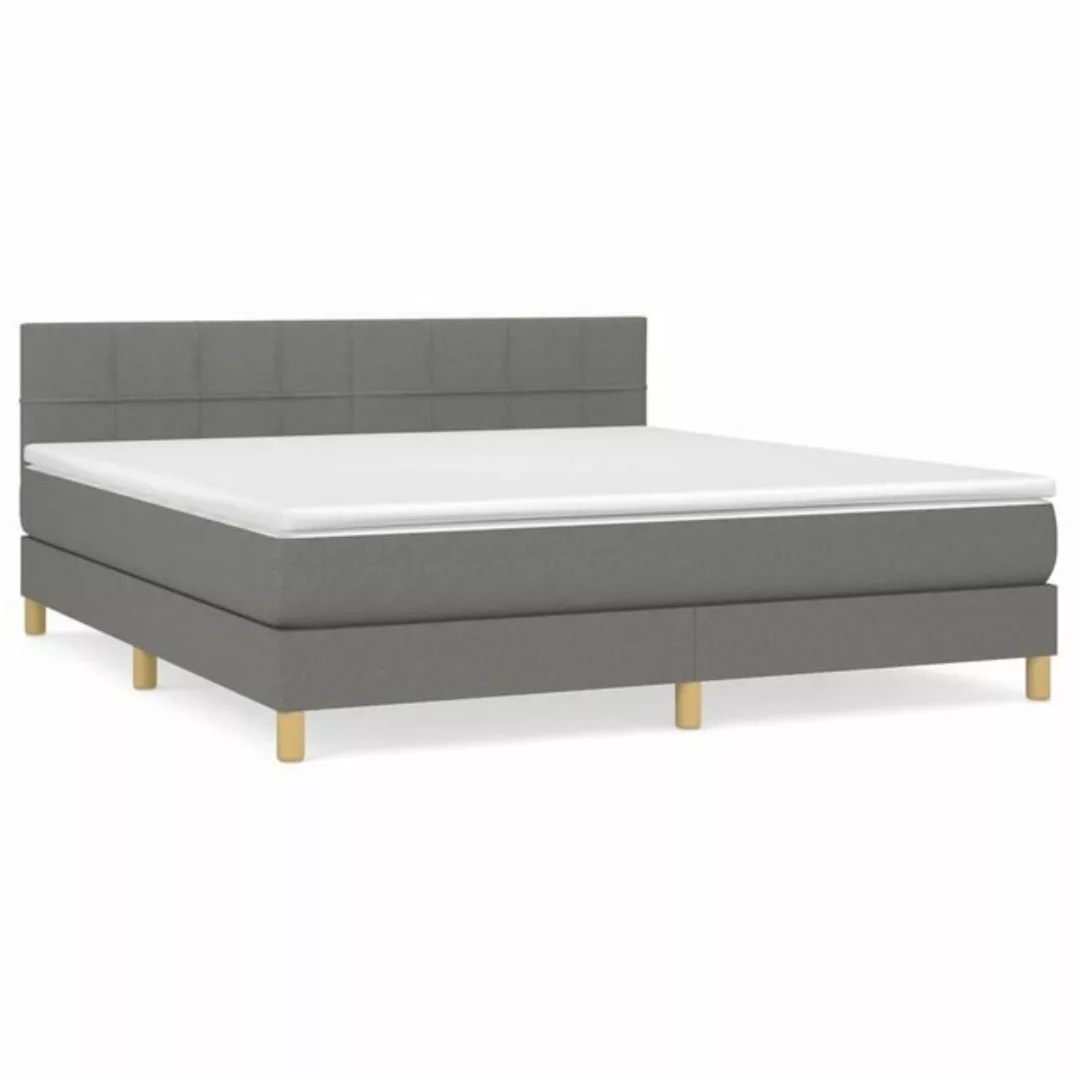 vidaXL Bettgestell Boxspringbett mit Matratze Dunkelgrau 180x200 cm Stoff B günstig online kaufen