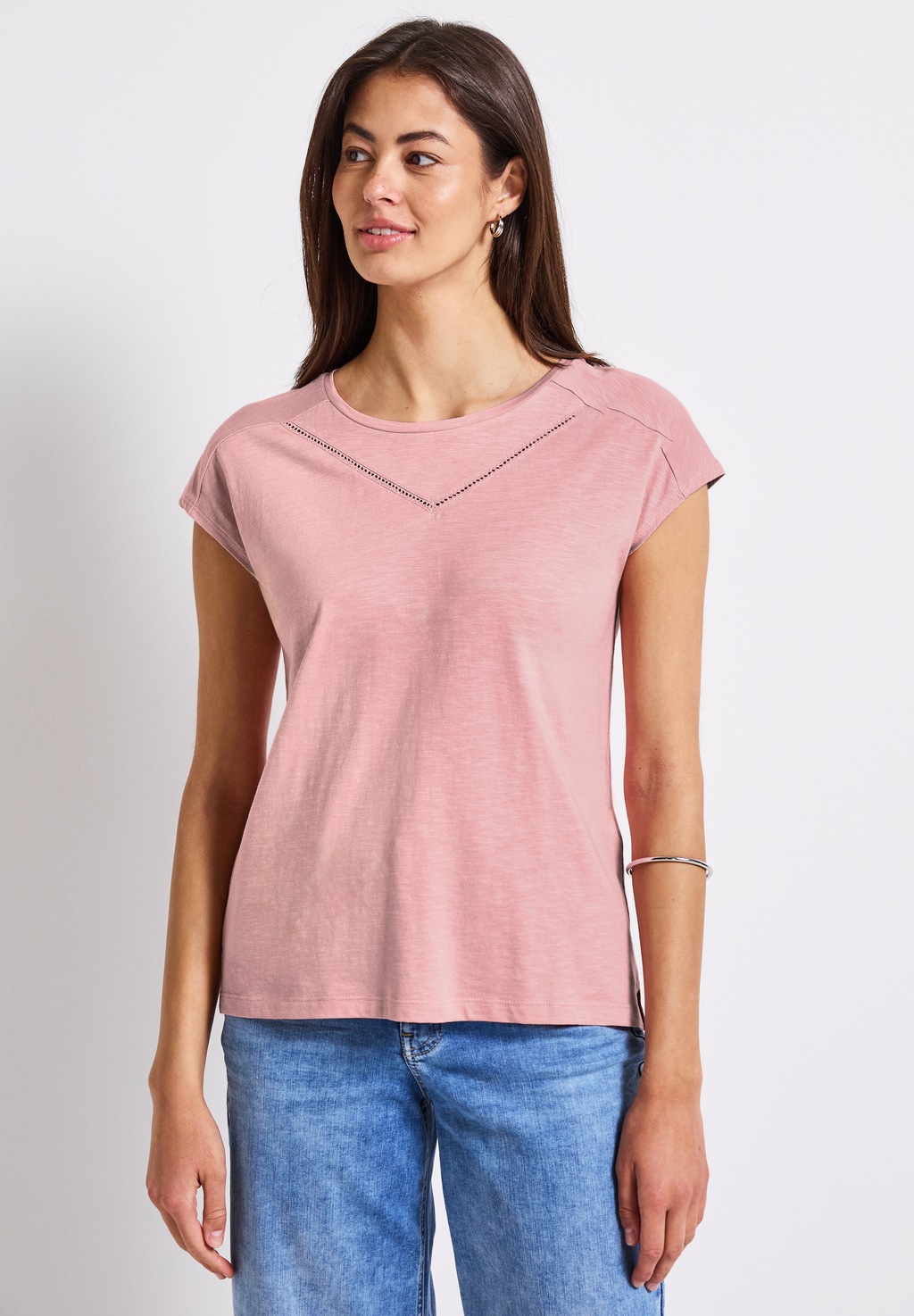 STREET ONE T-Shirt, mit Materialmix günstig online kaufen