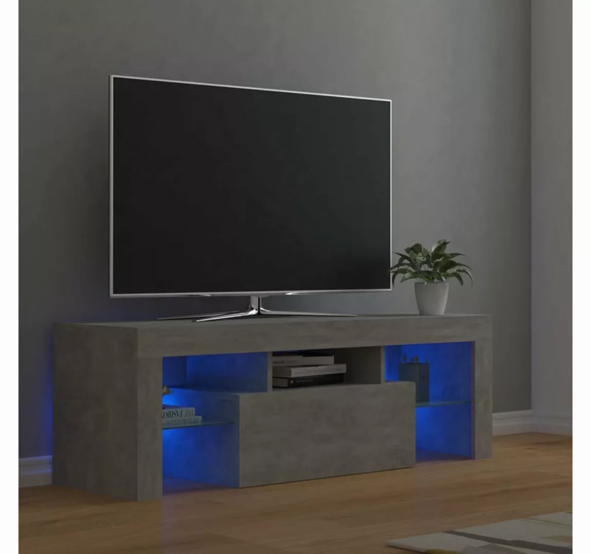 vidaXL TV-Schrank TV-Schrank mit LED Leuchten Betongrau 120x35x40 cm Lowboa günstig online kaufen