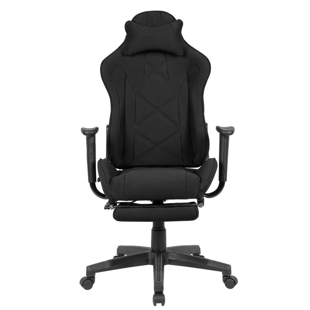 Gaming Stuhl in Schwarz Webstoff verstellbarer Rückenlehne günstig online kaufen
