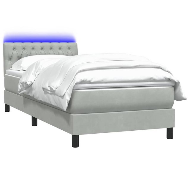 vidaXL Bett Boxspringbett mit Matratze Hellgrau 80x220 cm Samt günstig online kaufen