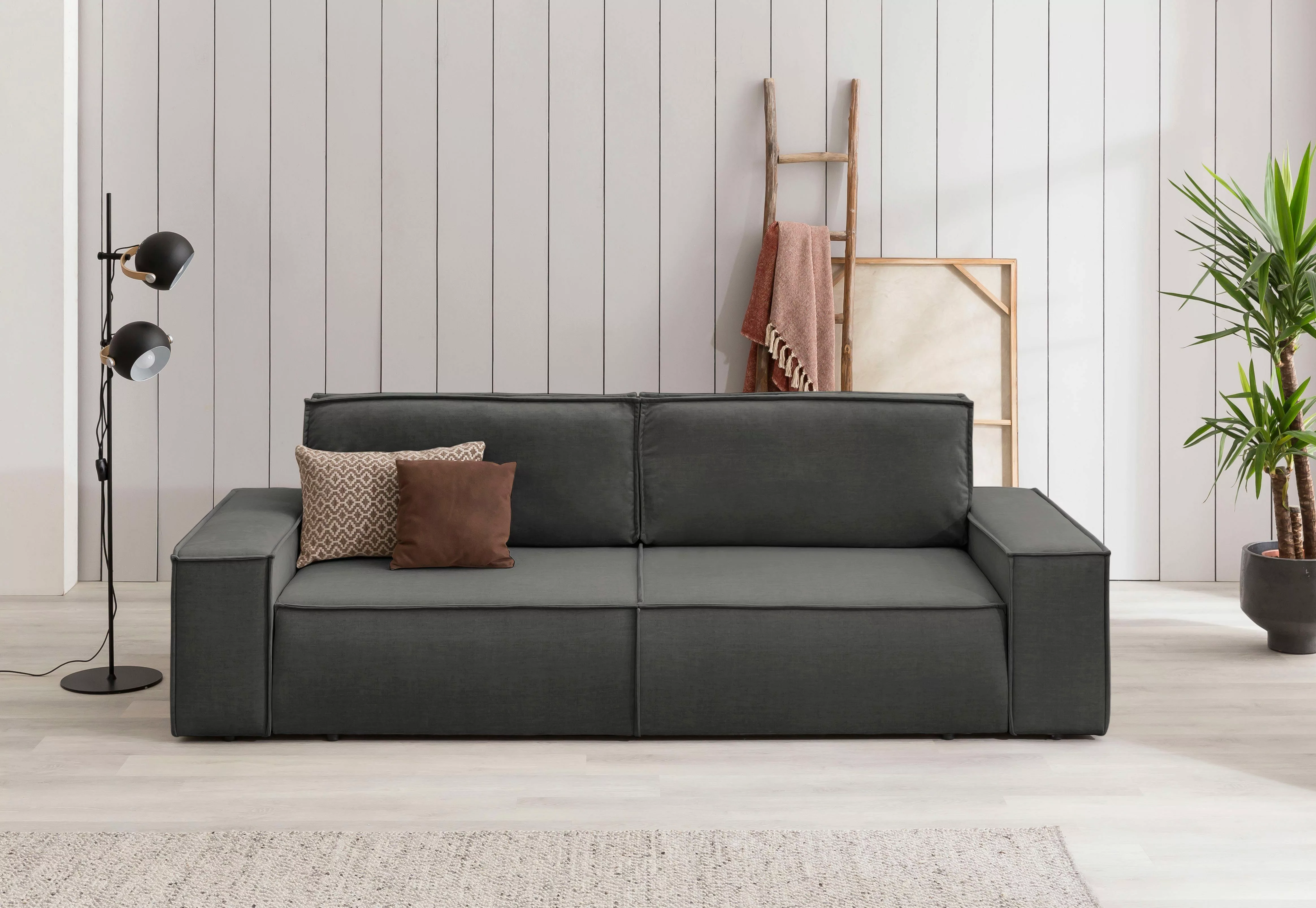 Home affaire 3-Sitzer "SHERWOOD Schlafsofa (257cm) Cord, Samtvelours, Vinta günstig online kaufen