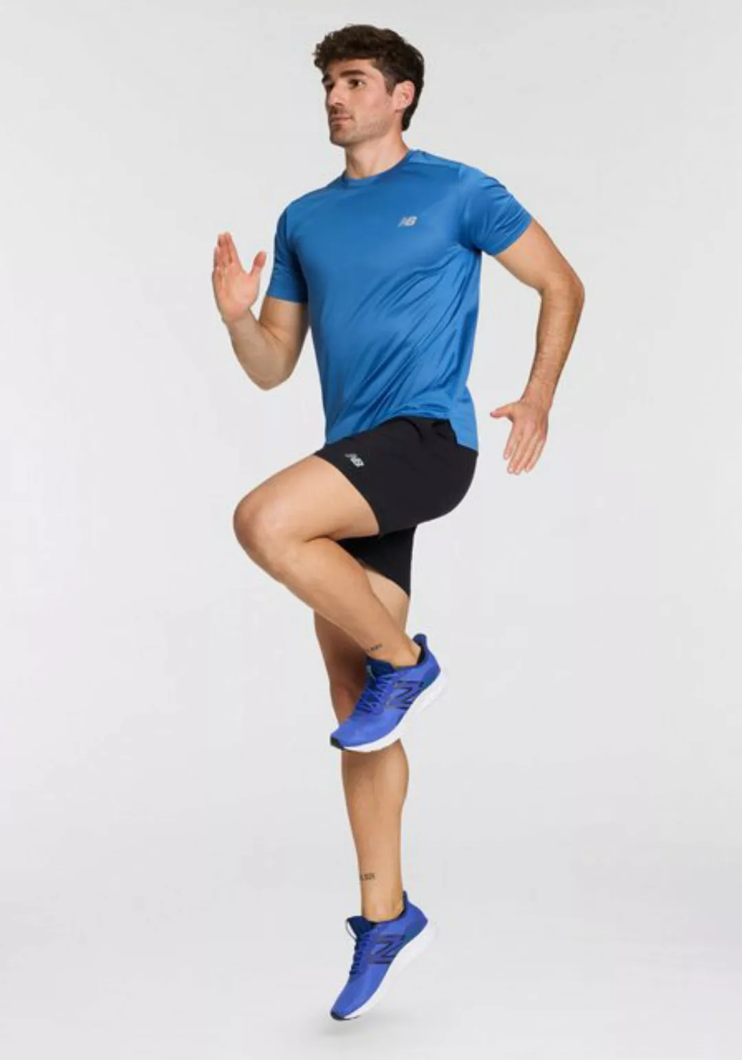 New Balance Laufshirt MENS RUNNING SS TOP mit Streifendesign günstig online kaufen