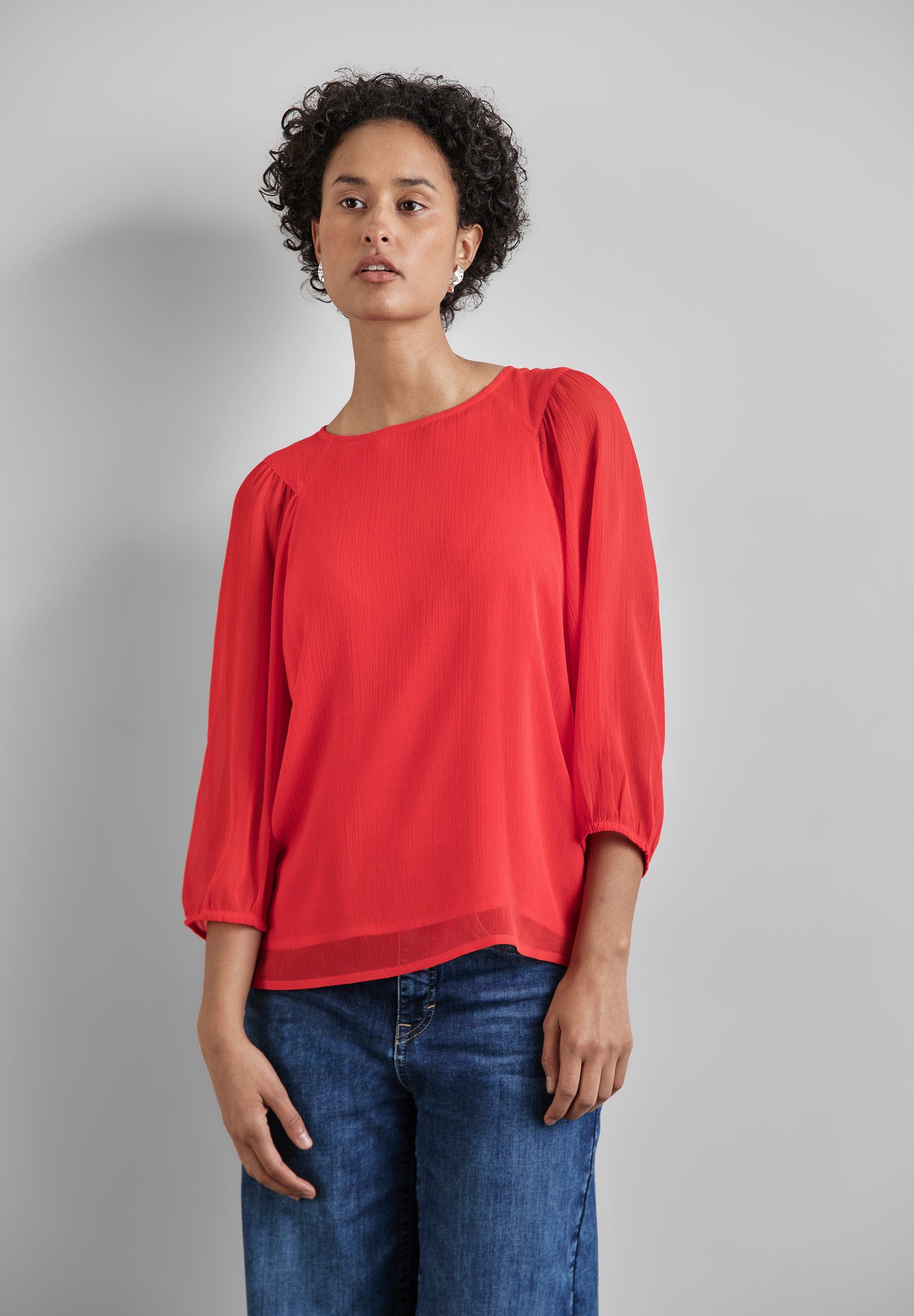 STREET ONE Chiffonbluse, Rundhalsausschnitt günstig online kaufen