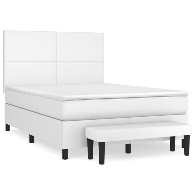 vidaXL Boxspringbett Boxspringbett mit Matratze und Fusshocker Kunstleder ( günstig online kaufen