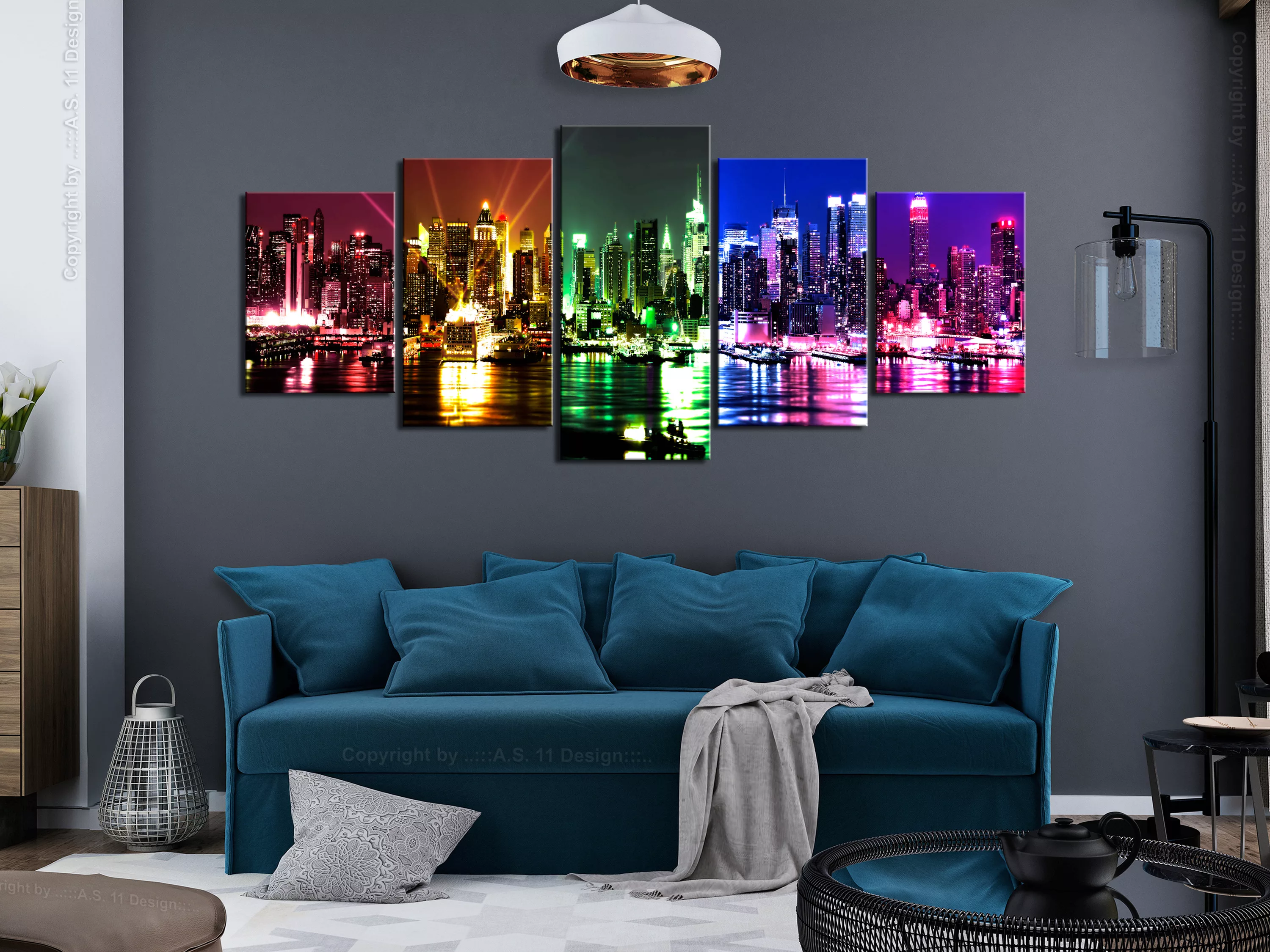 Wandbild - Rainbow New York (5 Parts) Wide günstig online kaufen