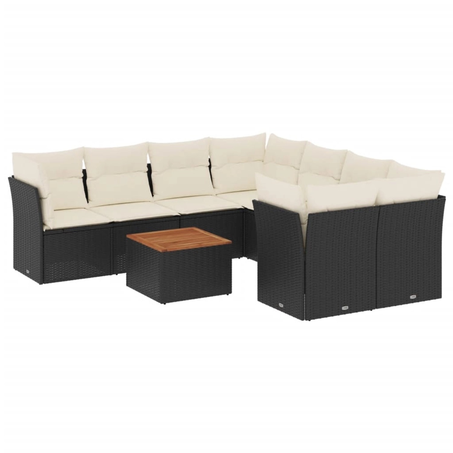 vidaXL 9-Tlg Garten-Sofagarnitur mit Kissen Schwarz Poly Rattan 3255860 günstig online kaufen