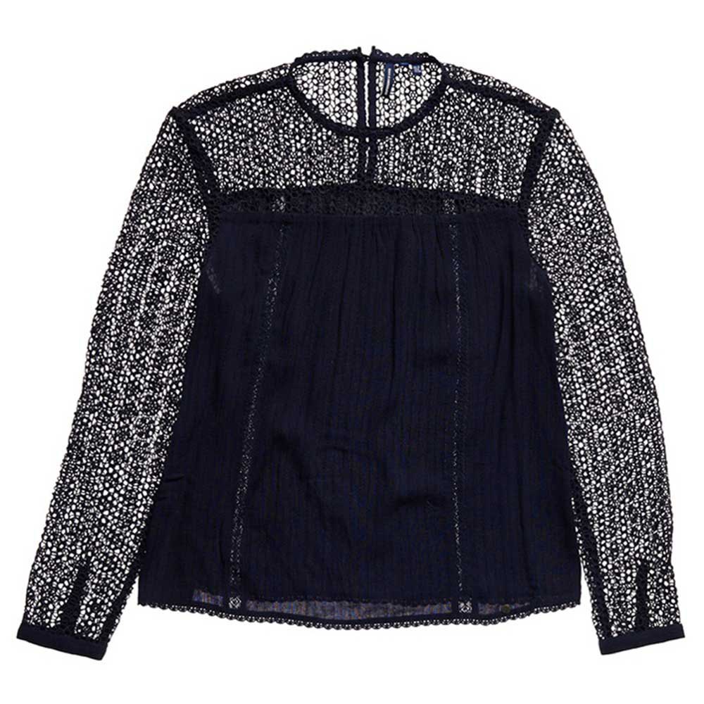 Superdry Woven Lace Langarm-t-shirt M Navy günstig online kaufen