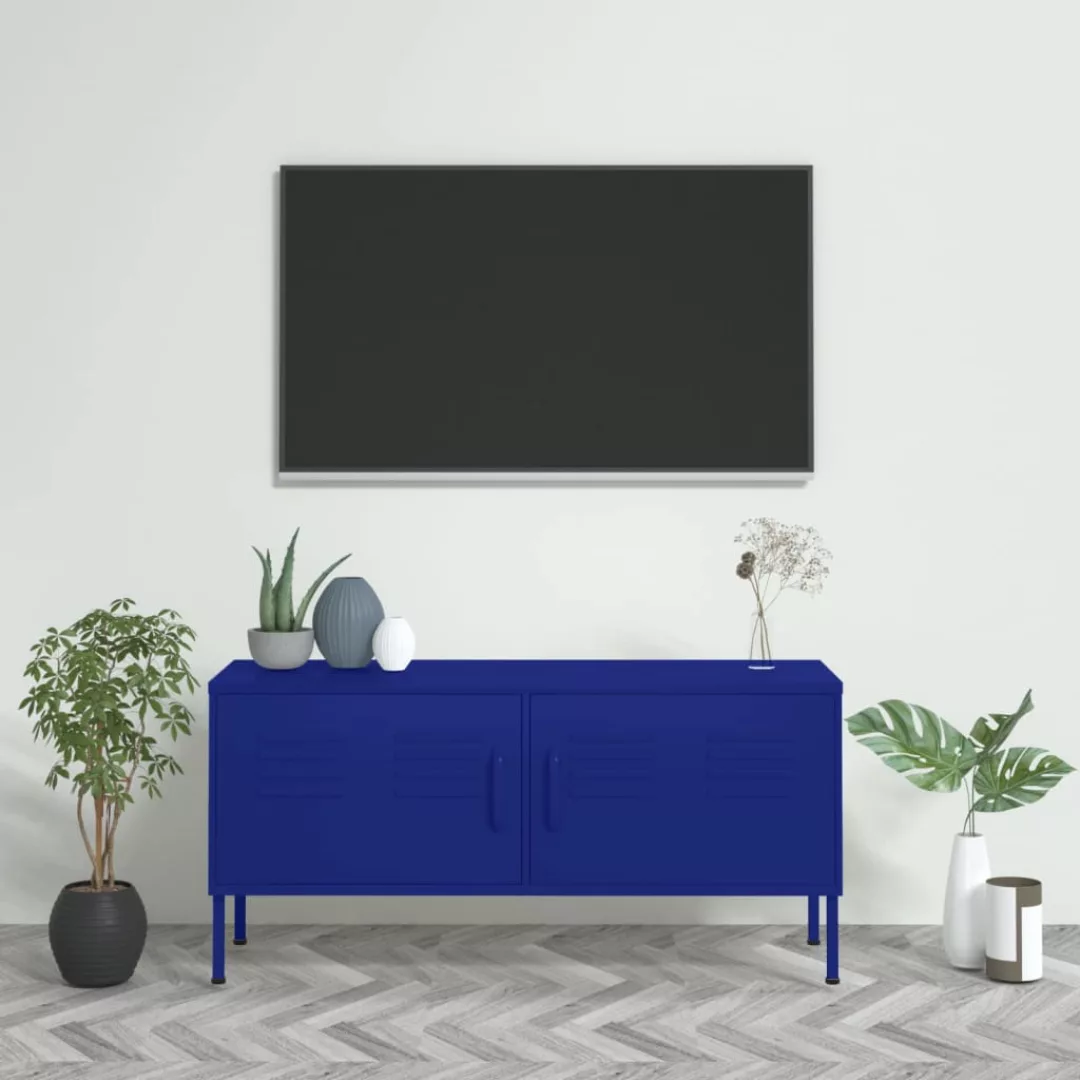 vidaXL TV-Schrank TV-Schrank Marineblau 105x35x50 cm Stahl Lowboard günstig online kaufen