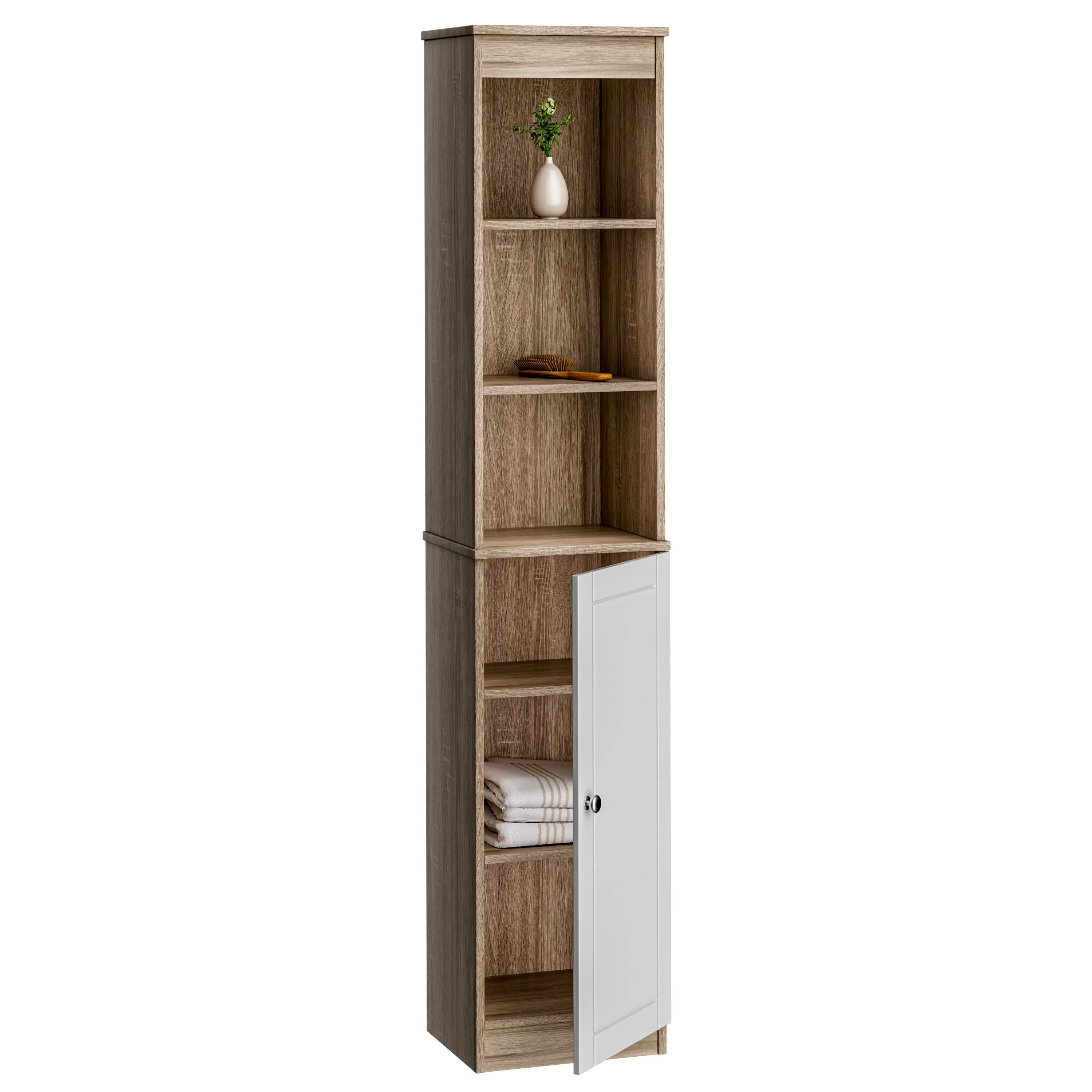 Badezimmerhochschrank Braun/Weiß 170x34x26cm günstig online kaufen