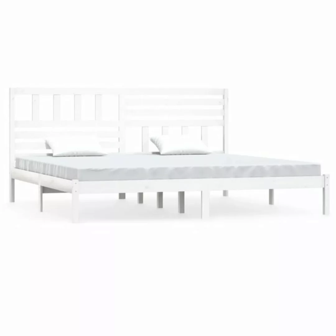 vidaXL Bettgestell Massivholzbett Weiß Kiefer 200x200 cm Doppelbett Bett Be günstig online kaufen