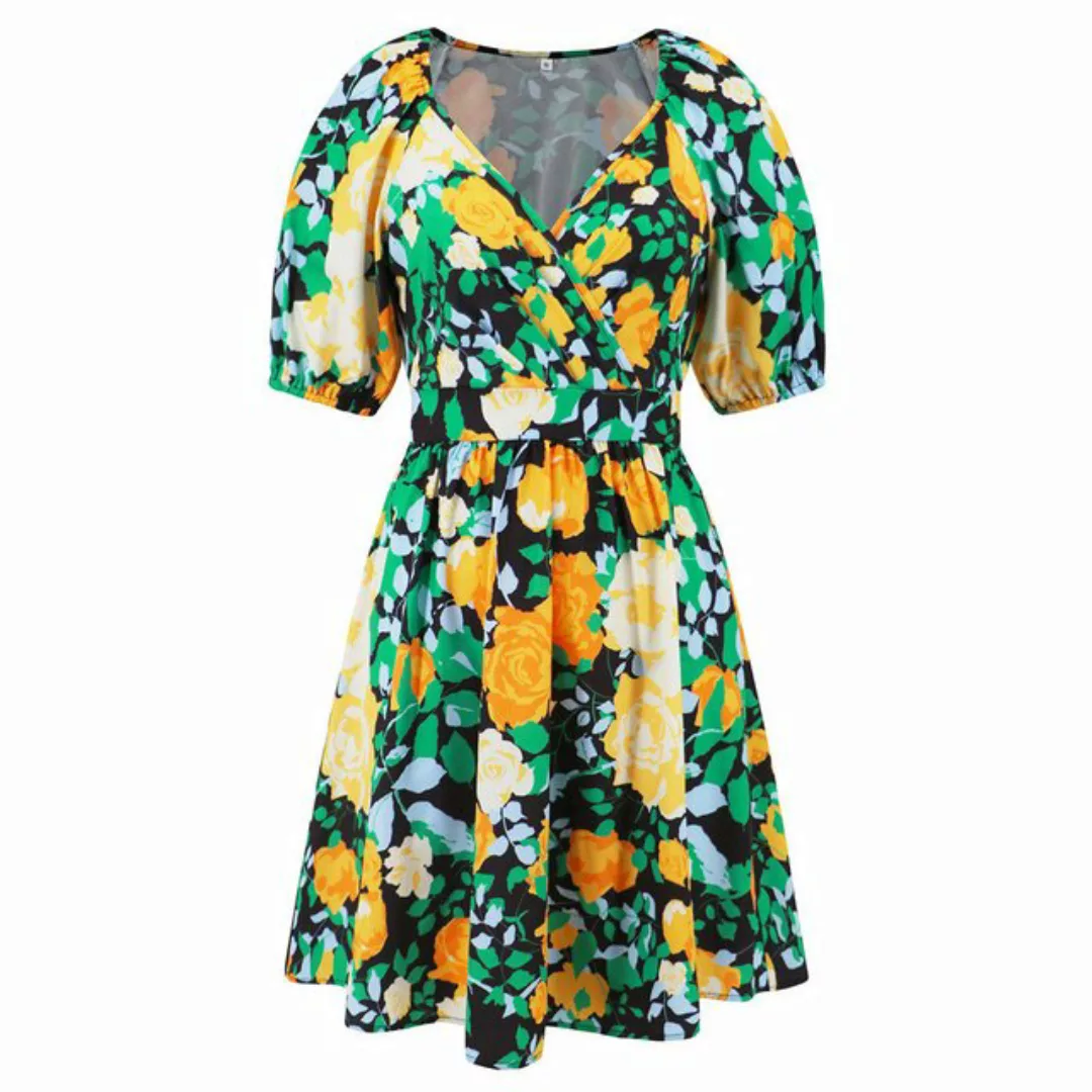 AFAZ New Trading UG Sommerkleid Damen Sommer Rundhals Flatterärmel Lang Kle günstig online kaufen