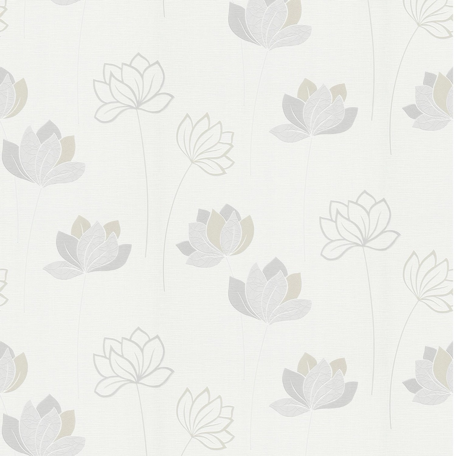 Bricoflor Magnolien Tapete in Creme Weiß Vlies Blumentapete mit Lotus Blüte günstig online kaufen