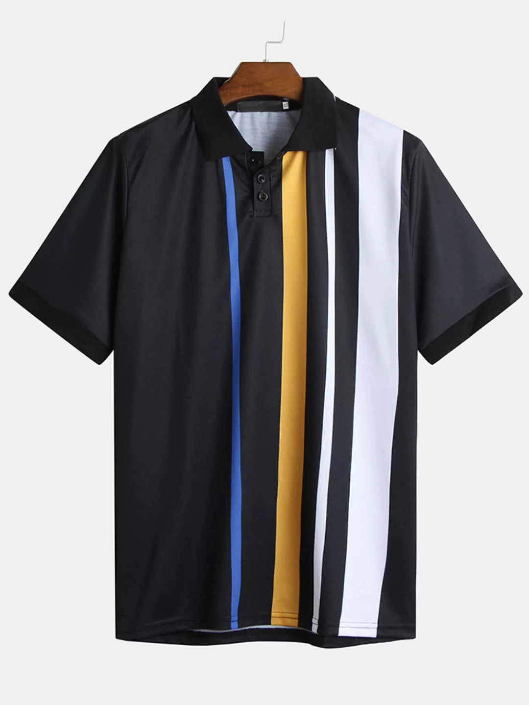 Mens Multi Color Stripe Printed Umlegekragen Kurzarm Lose Golf Shirts günstig online kaufen