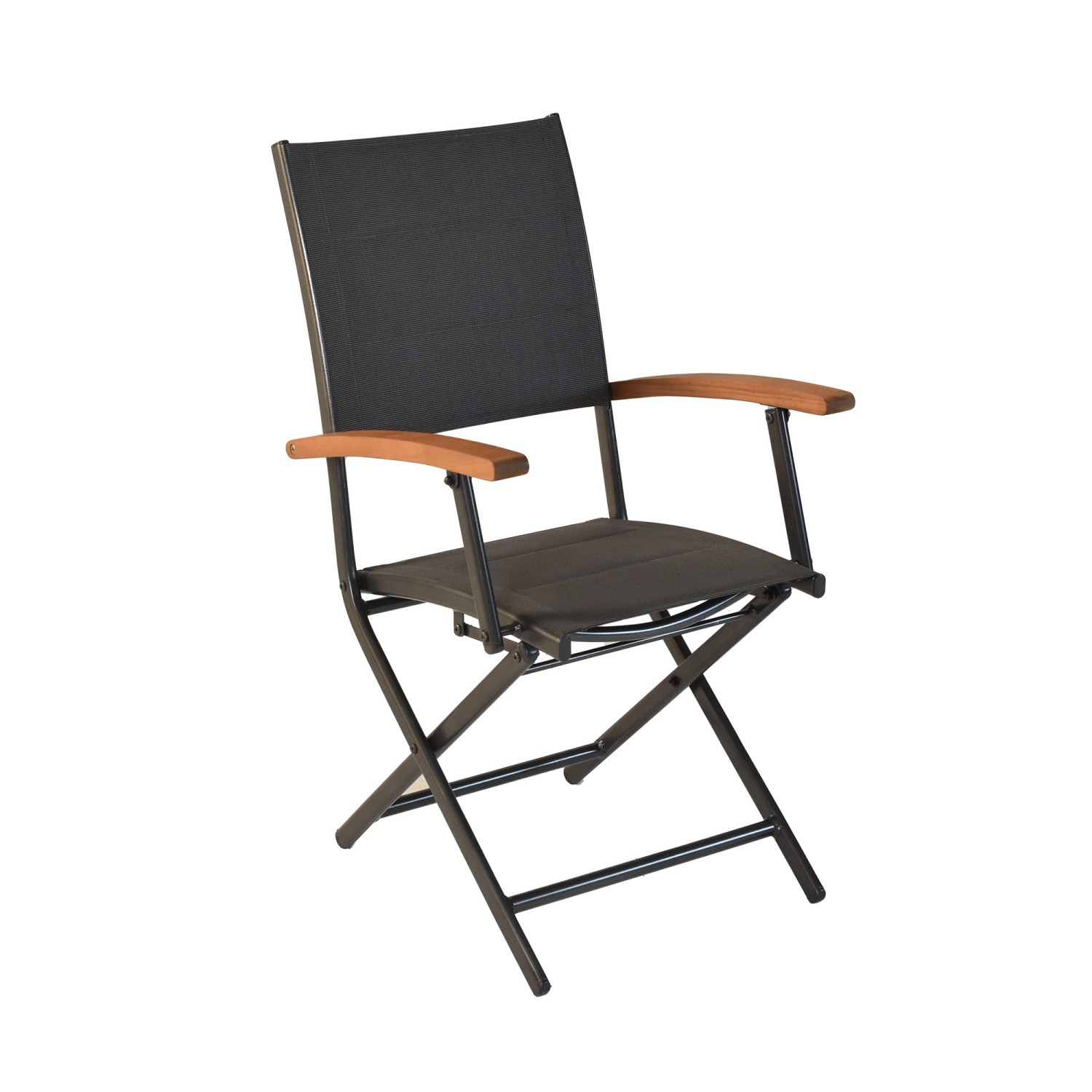 Merxx Paxos Gartensessel Gepolstert Klappbar 2er-Set Aluminium/Textil/Akazi günstig online kaufen