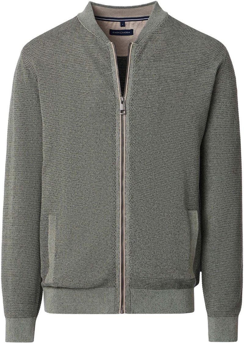 Casa Moda Strickjacke Zip Structure Grün - Größe 5XL günstig online kaufen