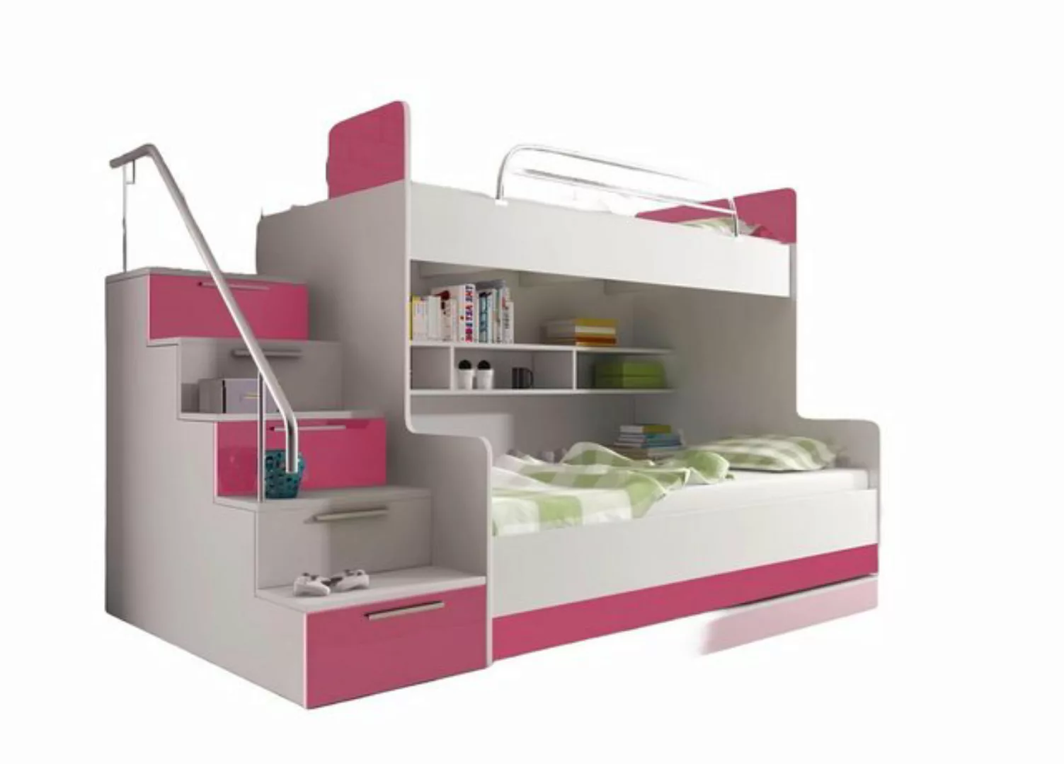 Xlmoebel Bett Hochbett für Kinderzimmer mit Doppelstockbett in Rosa Hochgla günstig online kaufen