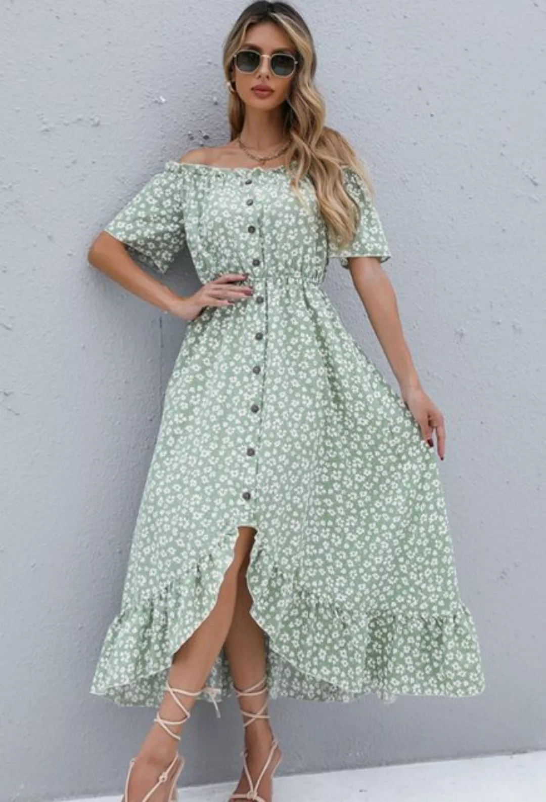 SEGUEN Sommerkleid Sommerkleid mit kurzen Ärmeln und Blumenmuster Unregelmä günstig online kaufen