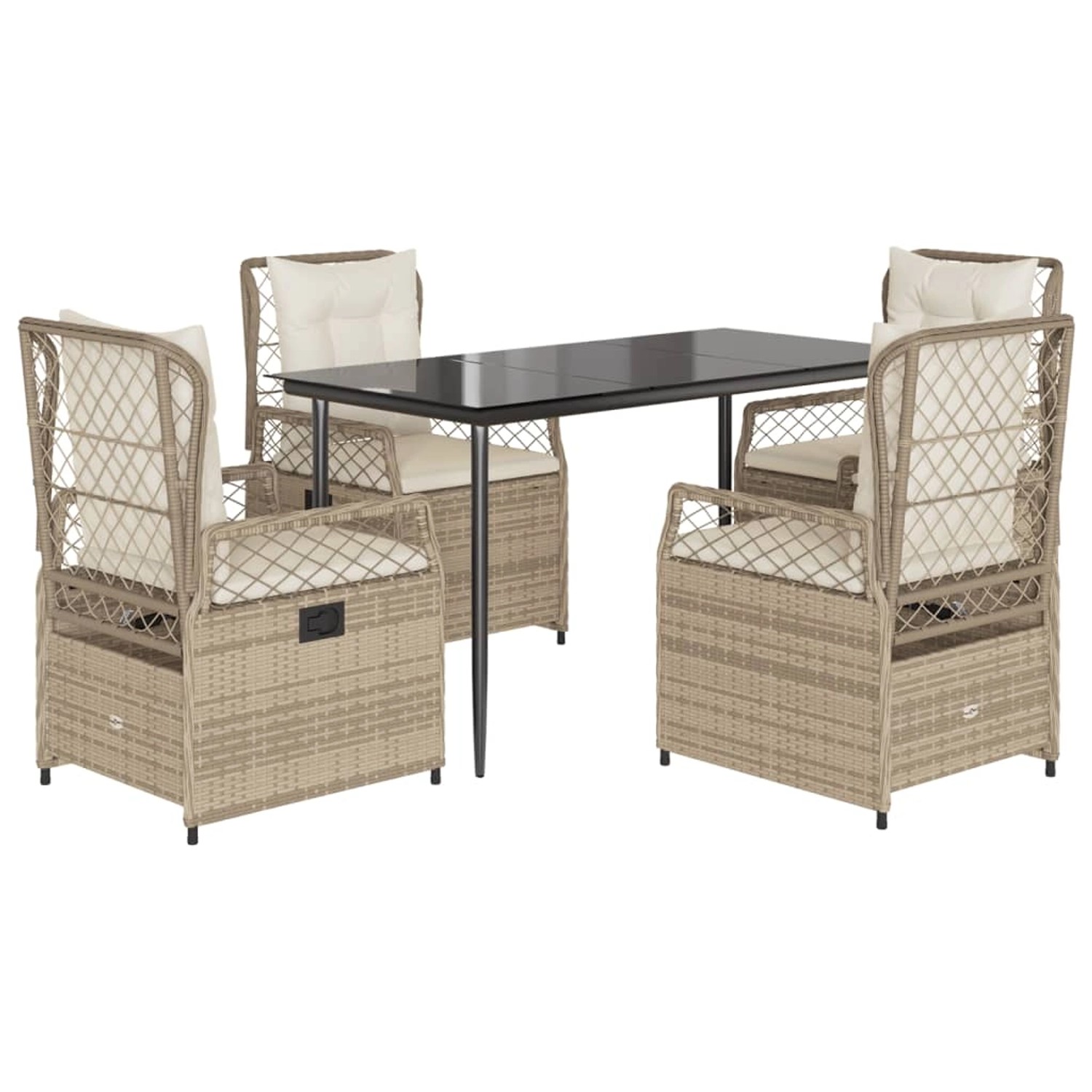 vidaXL 5-Tlg Garten-Essgruppe mit Kissen Beige Poly Rattan 3263015 günstig online kaufen
