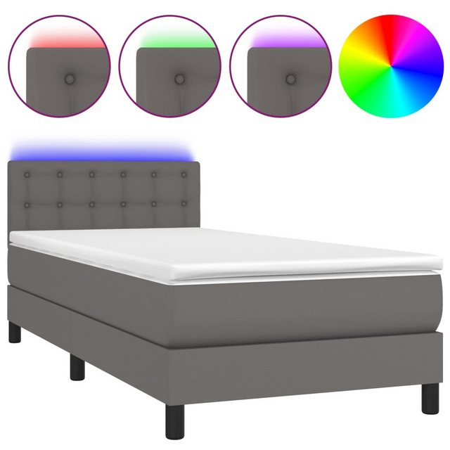 vidaXL Boxspringbett Bett Boxspringbett mit Matratze & LED Kunstleder (90 x günstig online kaufen