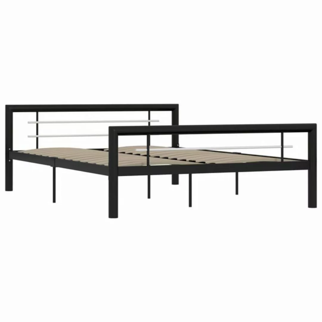 vidaXL Bettgestell Bettgestell Schwarz und Weiß Metall 160200 cm Bett Bettr günstig online kaufen