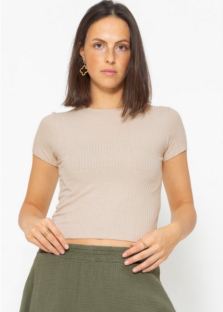 SASSYCLASSY Kurzarmshirt Cropped Basic T-Shirt Kurzarm Jersey Shirt in Ripp günstig online kaufen