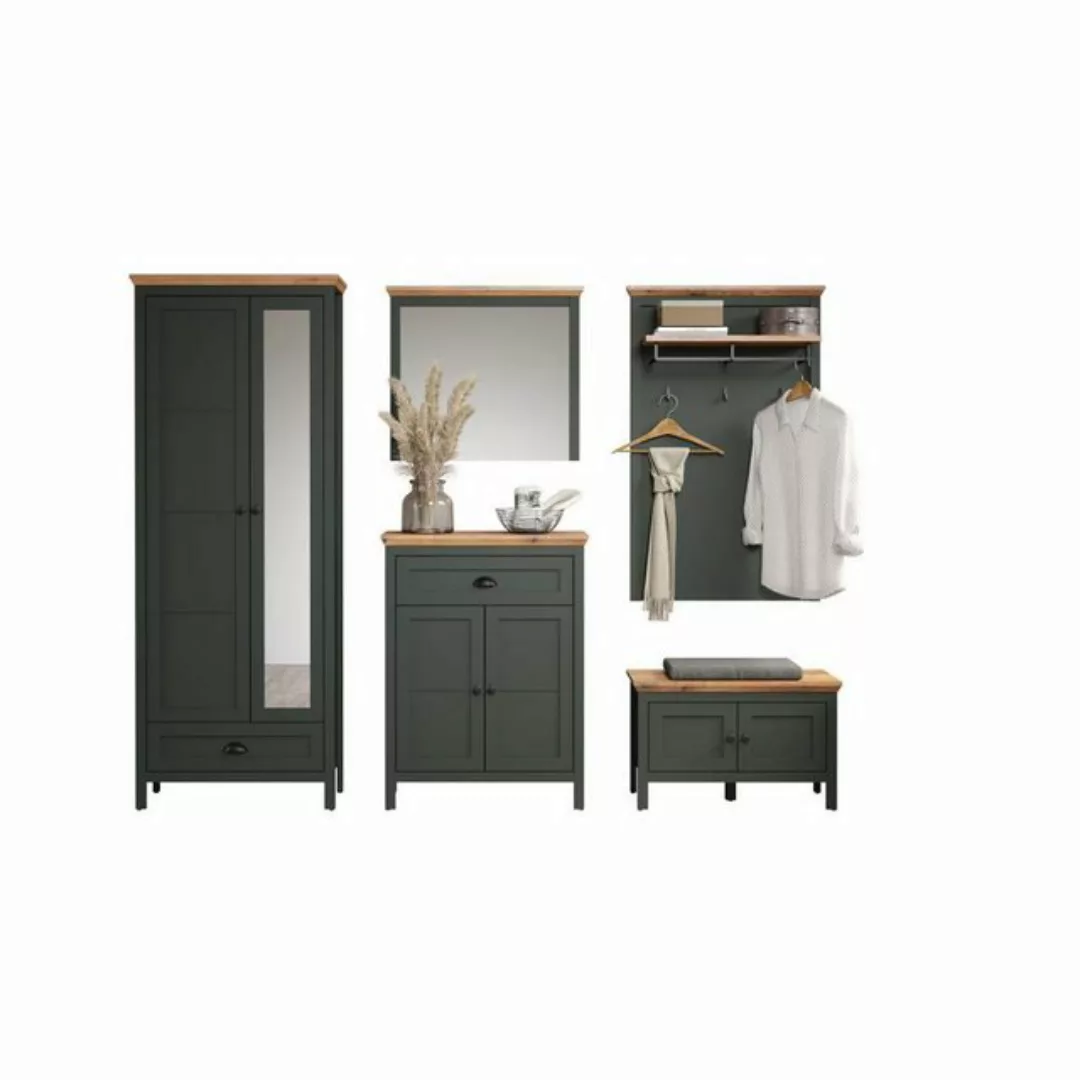 ebuy24 Kleiderschrank Stanton Garderobenmöbel Set grün, Eiche dekor. (5-St) günstig online kaufen