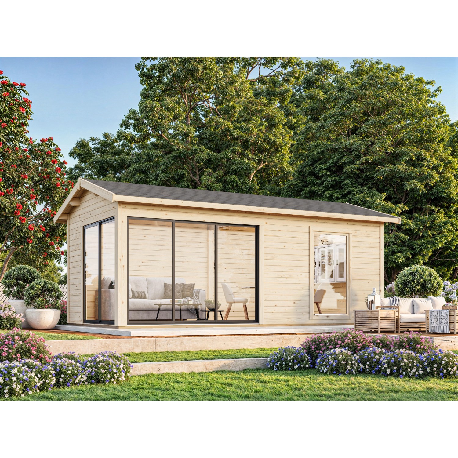 Palmako Gartenhaus Amanda Slide Plus 595 x 300 cm Naturbelassen FSC® günstig online kaufen