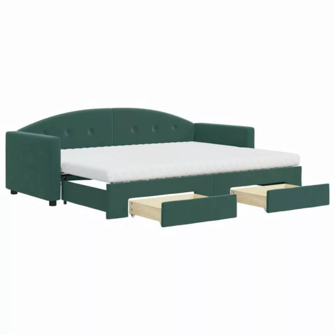 vidaXL Bett Tagesbett Ausziehbar mit Schubladen Dunkelgrün 80x200 cm Samt günstig online kaufen