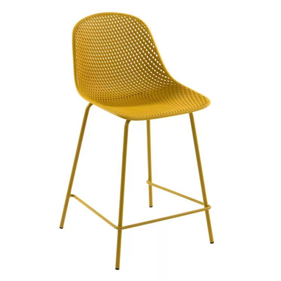 Designbarhocker in Gelb Kunststoff und Metall (4er Set) günstig online kaufen
