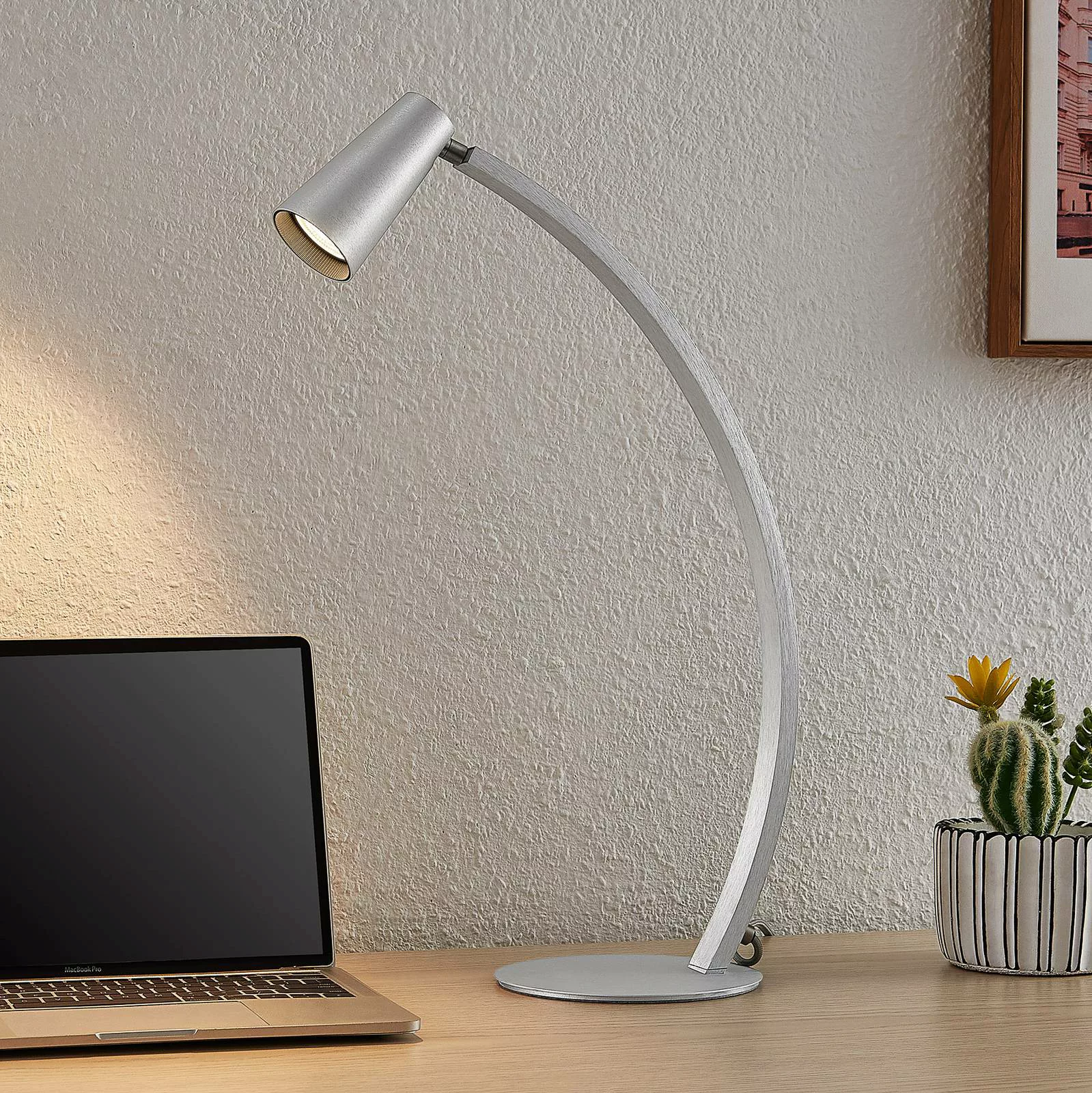 Lucande Velanoris Tischlampe, alu gebürstet günstig online kaufen