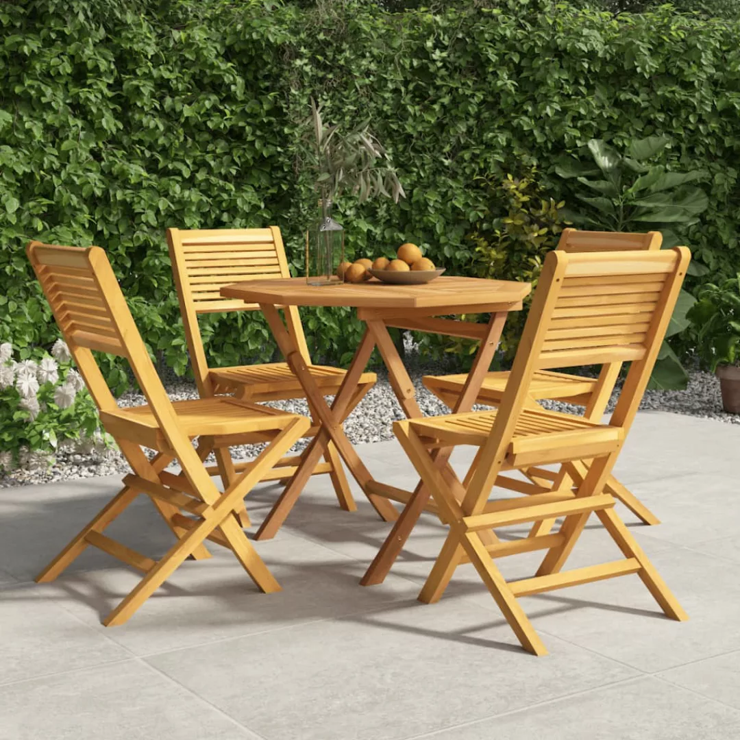 Vidaxl 5-tlg. Garten-essgruppe Massivholz Teak günstig online kaufen