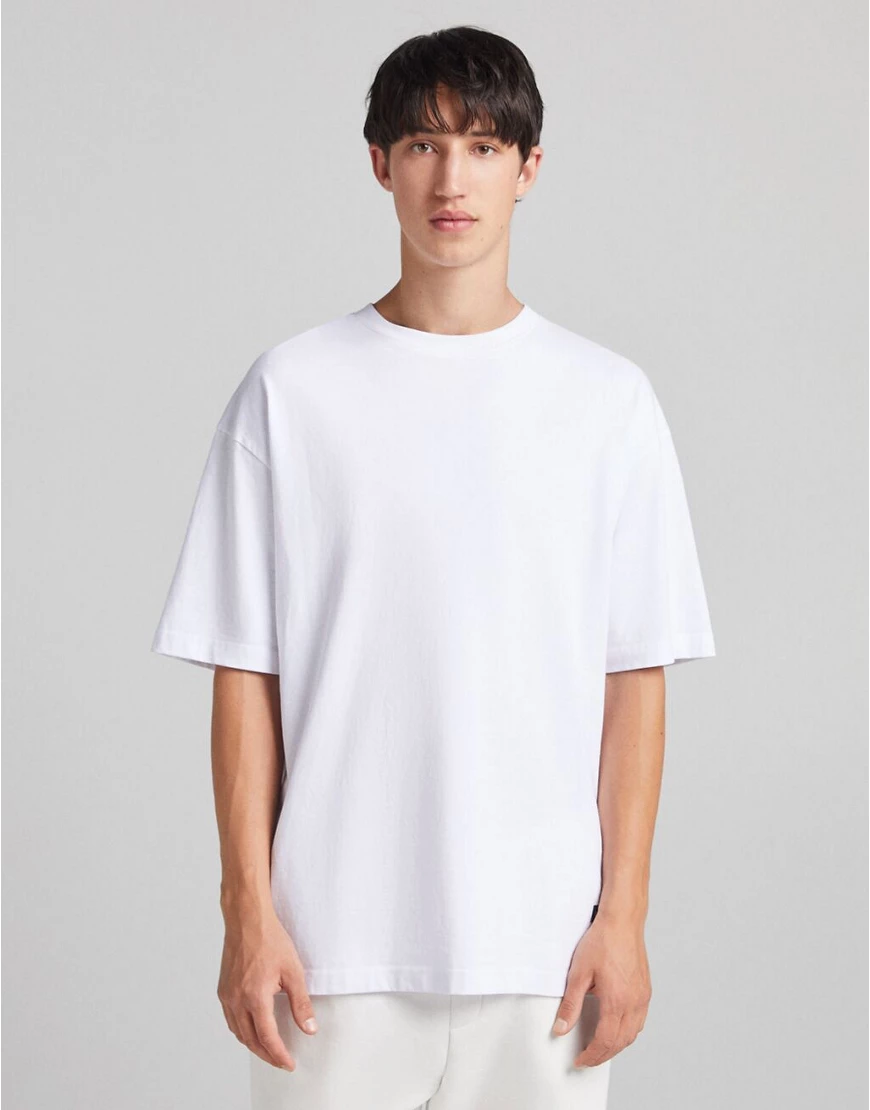 Bershka – Weißes Oversize-T-Shirt günstig online kaufen