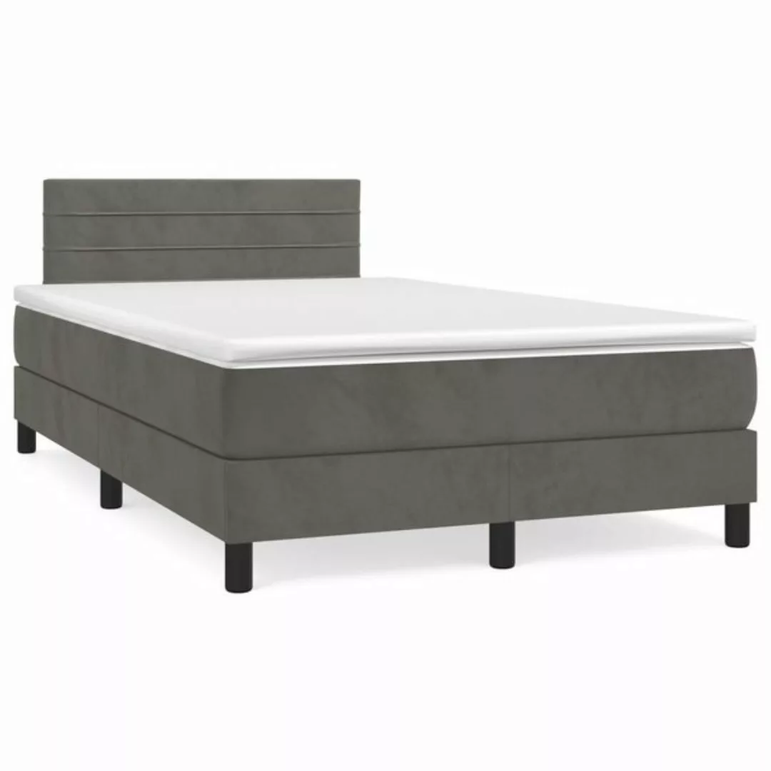 vidaXL Boxspringbett Boxspringbett mit Matratze Dunkelgrau 120x200 cm Samt günstig online kaufen