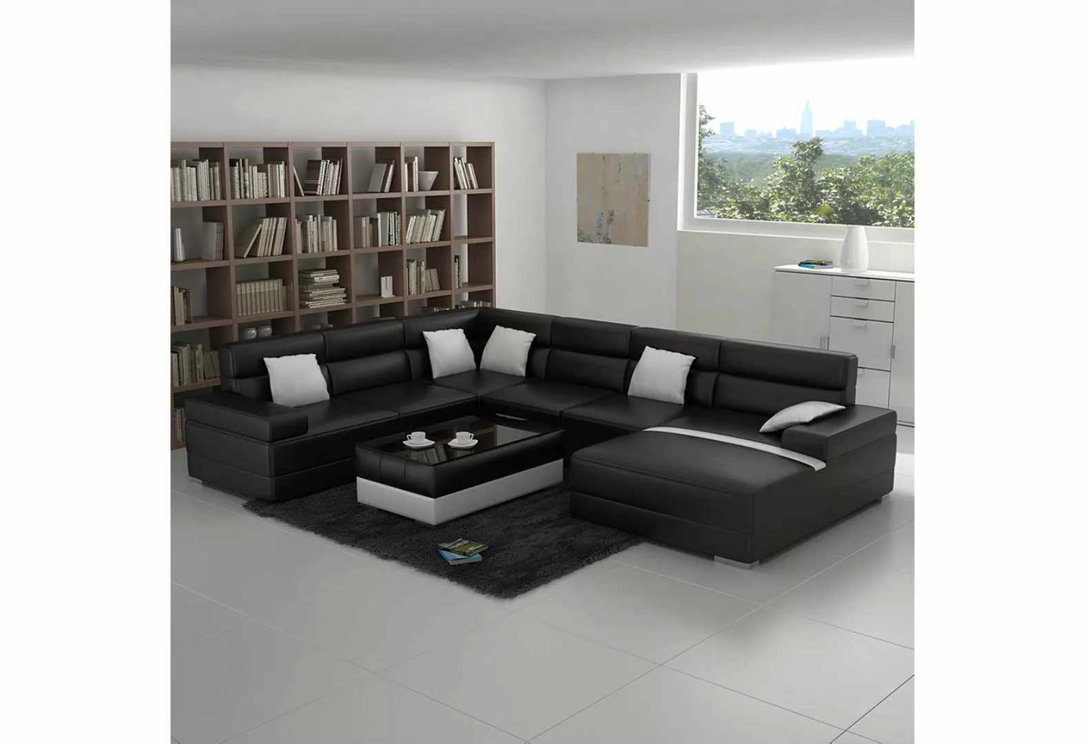 Xlmoebel Sofa Neues modernes Ecksofa Ledercouch Wohnlandschaft Design F3016 günstig online kaufen