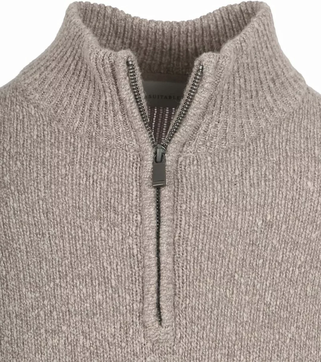 Suitable Half Zip Pullover Boiled Wool Taupe - Größe M günstig online kaufen