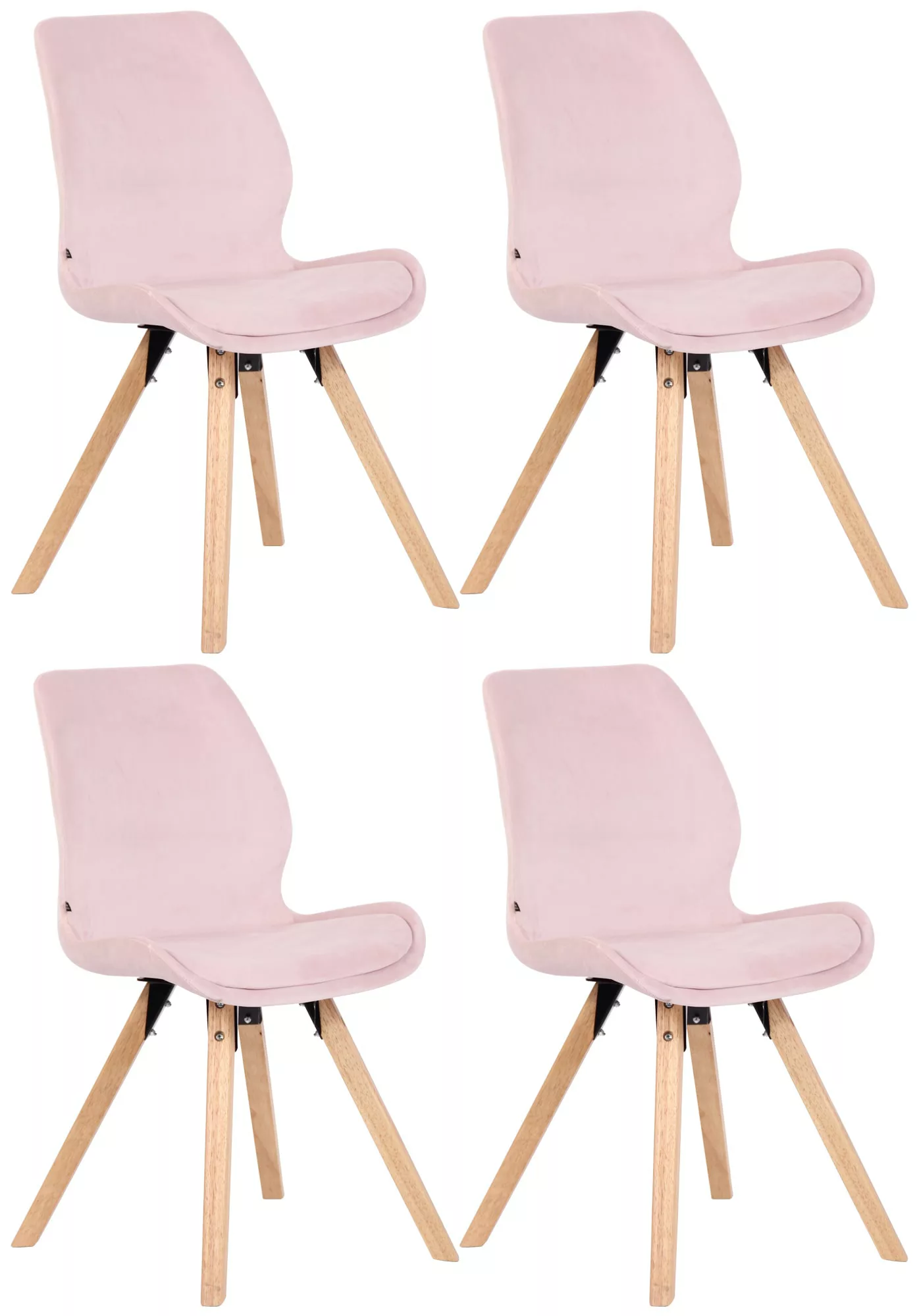 4er Set Stuhl Luna Samt Pink günstig online kaufen