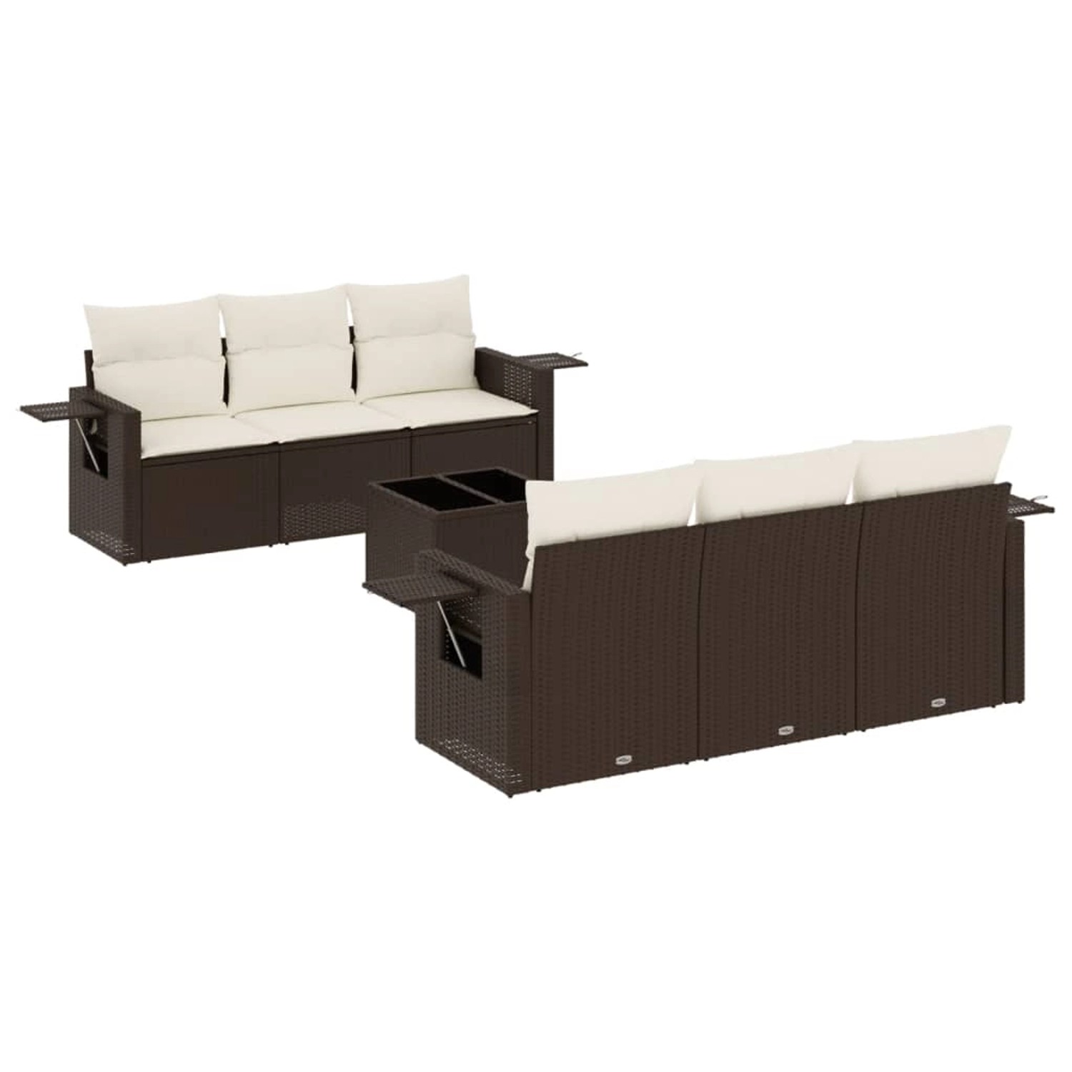 vidaXL 7-Tlg Garten-Sofagarnitur mit Kissen Braun Poly Rattan 3219912 günstig online kaufen
