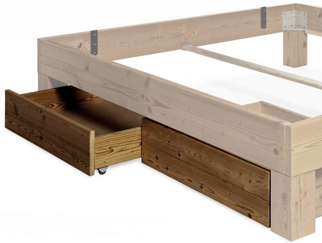 Moebel-Eins Massivholzbett, CURBY 2er Set Bettschubladen für 4-Fuß-Bett Übe günstig online kaufen